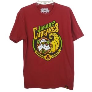 Johnny Cupcakes Cornucopia Thankful for Desserts Red T-Shirt Large Thanksgiving